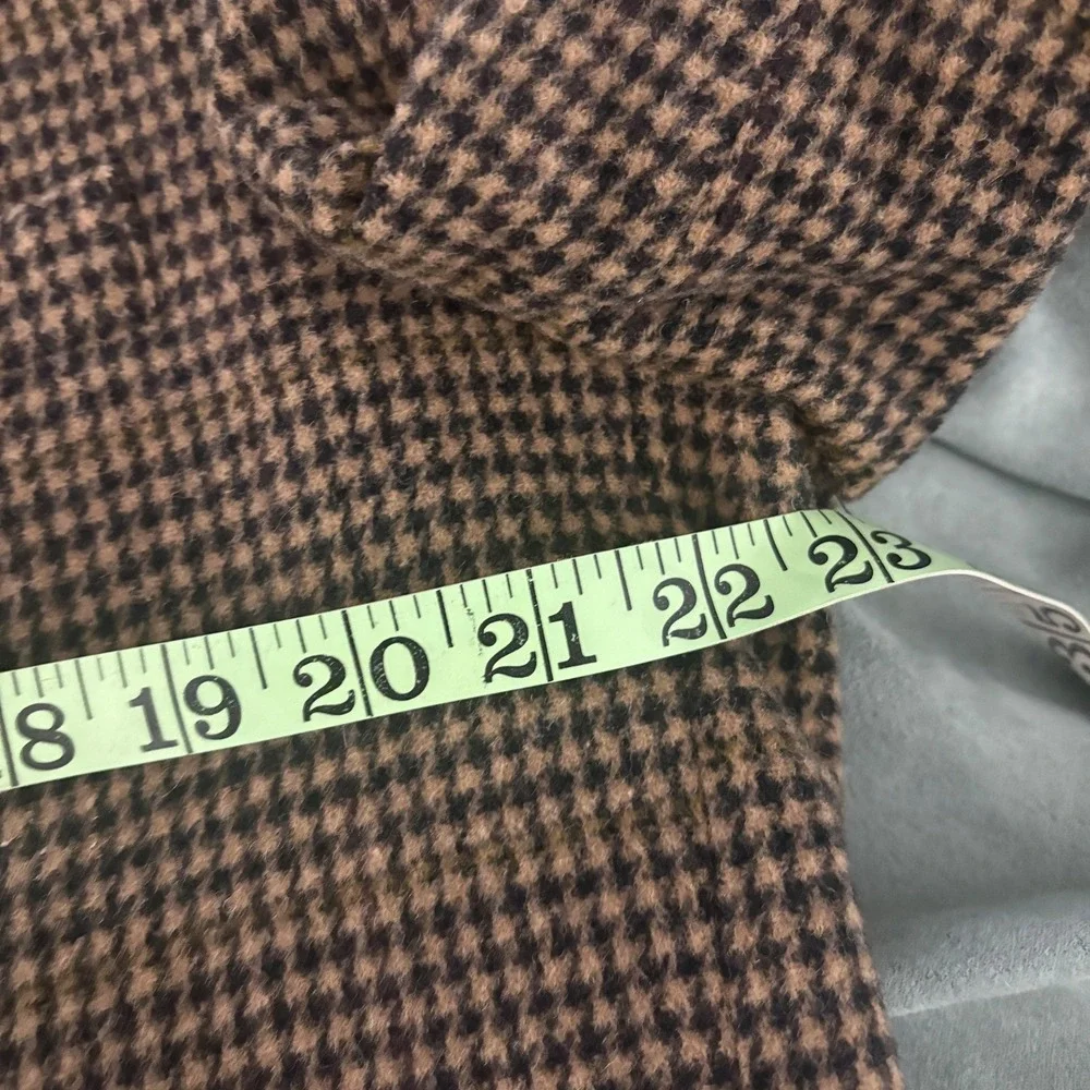Stafford Blazer Men46L Tan Black Houndstooth Plaid Sport Coat 2B Wool Camel Hair